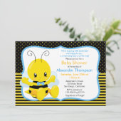 Sweet Baby Bee Boy Baby shower Invitation (Debout devant)