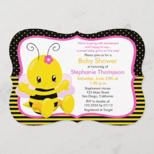Sweet Baby Bee Girl Baby shower Invitation