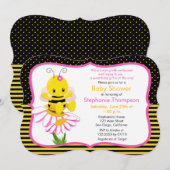 Sweet Baby Bee Girl Baby shower Invitation (Devant / Derrière)