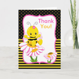 Sweet Baby Bee Girl Carte de remerciements
