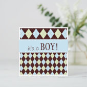 Sweet Baby Blue Argyle Het is een Baby shower van Kaart (Staand voorkant)