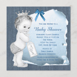 Sweet Baby Blue Denim Baby shower Kaart