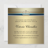 Sweet Baby Blue en Gold Prince Baby shower Kaart (Achterkant)