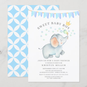 Sweet Baby Boy Elephant Baby shower Kaart