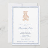 Sweet Baby Boy Teddy Bear Baby shower Party Kaart (Voorkant)