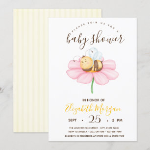 Sweet Baby Bumble Bee, Stripes Baby shower Kaart