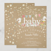 Sweet Baby Bunnies Neutraal Baby shower Kaart (Voorkant / Achterkant)