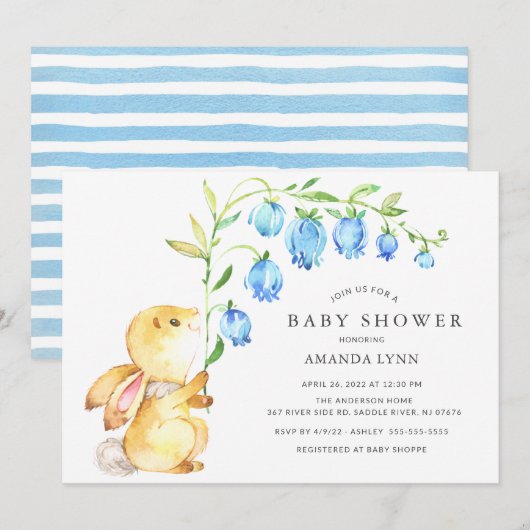 Sweet Baby Bunny Baby shower Invitation (Devant / Derrière)