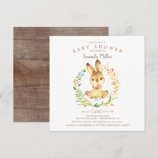 Sweet Baby Bunny Baby shower Kaart (Voorkant / Achterkant)