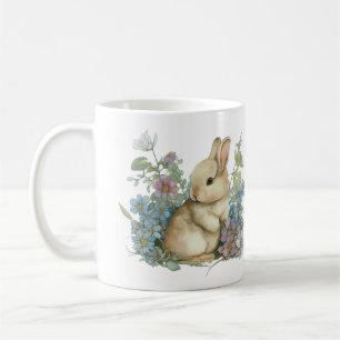 Sweet Baby Bunny met Blue Purple Flowers Koffiemok