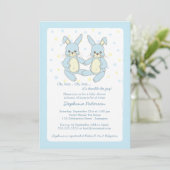 Sweet Baby Bunny Twin Boys Baby shower Invitation (Debout devant)