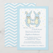 Sweet Baby Bunny Twin Boys Baby shower Invitation (Devant / Derrière)