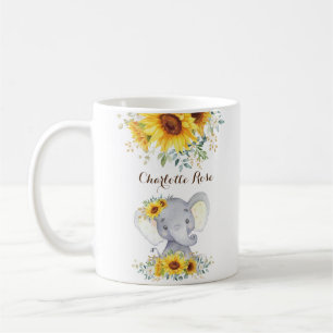 Sweet Baby Elephant Boho Waterverf Zonnebloemen Koffiemok