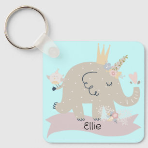 Sweet Baby Elephant Unicorn - Aangepaste naam Sleutelhanger