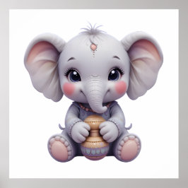 Sweet Baby Elephant Wall Art - Kwekerij Poster voo