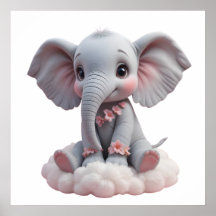 Sweet Baby Elephant Wall Art - Poster de pépinière