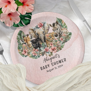 Sweet Baby Girl Animals Tropical Safari Shower Papieren Bordje