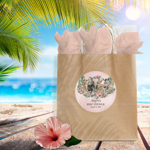 Sweet Baby Girl Animals Tropical Safari Sprinkle Ronde Sticker