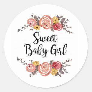 Sweet Baby Girl Baby shower Ronde Sticker