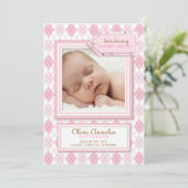 Sweet Baby Girl Jacquard photo Faire-part de naiss (Debout devant)