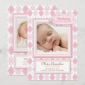 Sweet Baby Girl Jacquard photo Faire-part de naiss (Devant / Derrière)