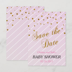 Sweet Baby Girl Pink & Gold Confetti BABY SHOWER Kaart
