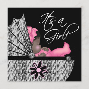 Sweet Baby Girl rose Zebra Baby shower Invitation