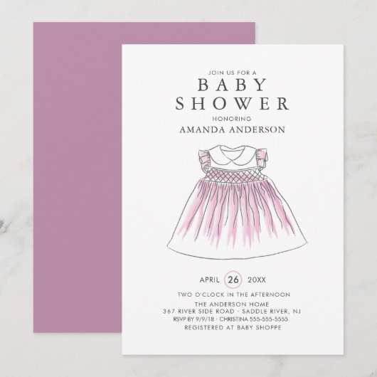 Sweet Baby Girl Shower Invitation (Devant / Derrière)