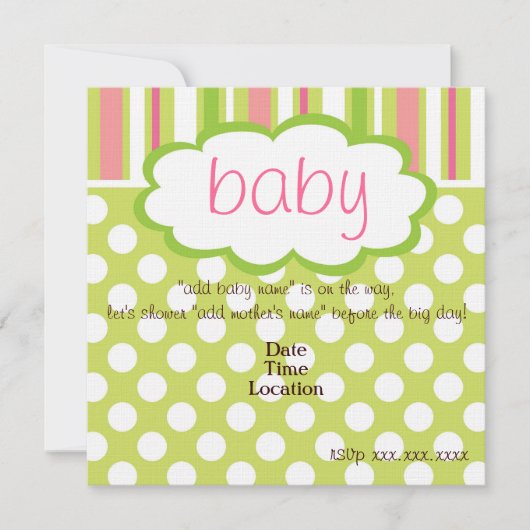Sweet Baby Girl Shower Invitation (Devant)