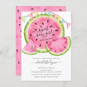 Sweet Baby Girl Watermelon Baby shower Invitation