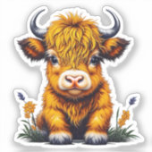 Sweet Baby Highland Koe Sticker (Voorkant)