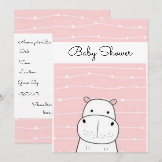Sweet Baby Hippo Baby shower Kaart (Voorkant / Achterkant)
