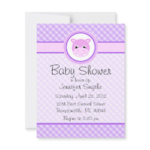 Sweet Baby Hippo Paarse Baby Shower Invitaties