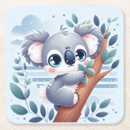 Sweet Baby Koala - Paper Coaster Vierkante Kartonnen Onderzetter