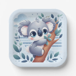 Sweet Baby Koala - Square Paper Plates Papieren Bordje
