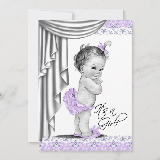 Sweet Baby lavendel en grijs Baby shower Kaart (Voorkant)