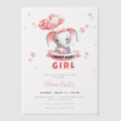 Sweet Baby Olifant Baby shower Vellum Uitnodigingen (Voorkant)