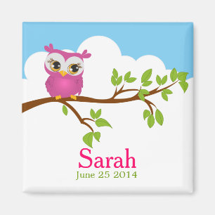 Sweet Baby Owl Girl Baby shower Magnet Magneet