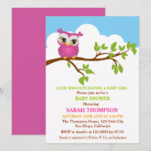 Sweet Baby Owl Invitation Baby shower (Devant / Derrière)
