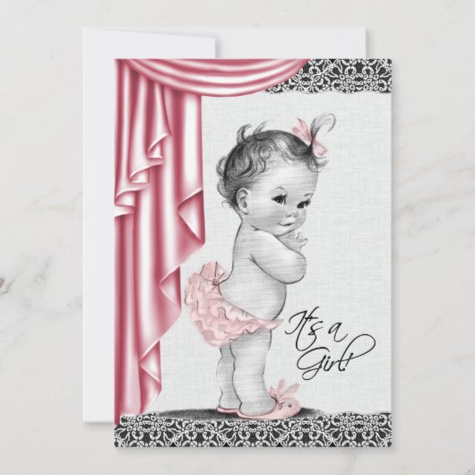 Sweet Baby Pink et Black Baby shower Invitation (Devant)