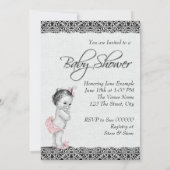 Sweet Baby Pink et Black Baby shower Invitation (Dos)