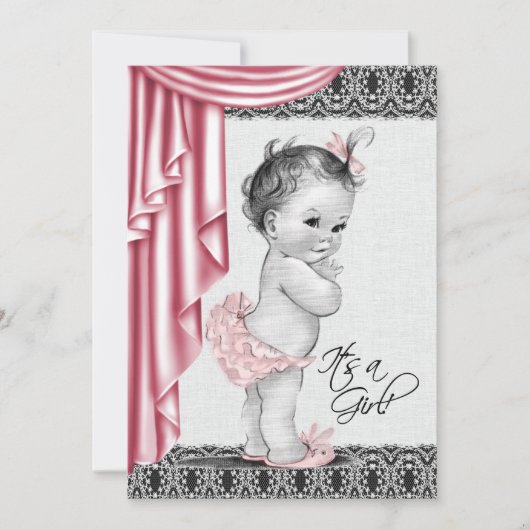 Sweet Baby Pink et Black Baby shower Invitation (Devant)