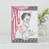 Sweet Baby Pink et Black Baby shower Invitation (Debout devant)