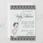 Sweet Baby Pink et Black Baby shower Invitation (Dos)