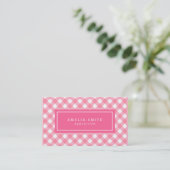 Sweet Baby Pink Gingham Visitekaartje (Staand voorkant)