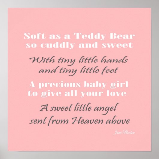 Sweet Baby rose pépinière mur art déco bébé (Devant)