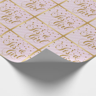Sweet Baby Roze en goudConfetti Cadeaupapier