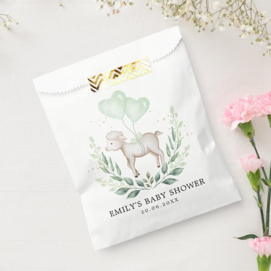 Sweet Baby Sheep Spring Greenery Lamb Baby shower Bedankzakje (Gezegeld)