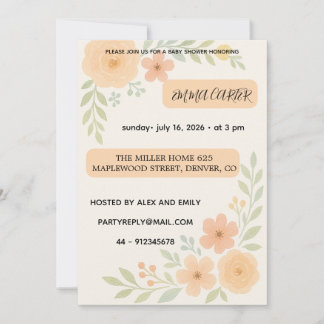 Sweet Baby Shower Invitation flowers Kaart