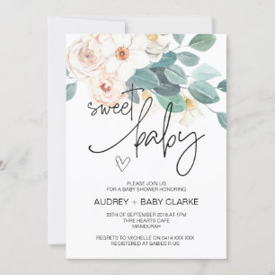 Sweet Baby shower Party Cute Blush Floral Kaart
